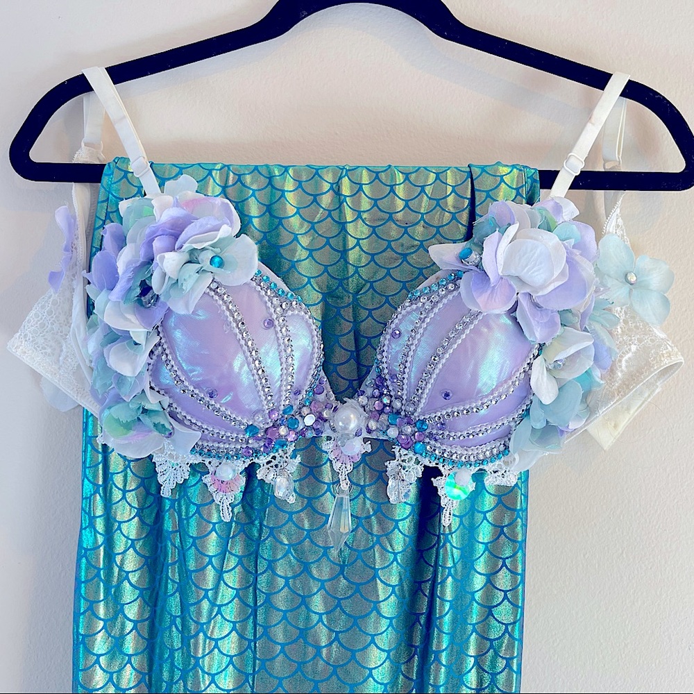 Beautiful Mermaid Costume - handmade rave bra